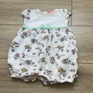 Baker Baby by Ted Baker mint and pink bird romper 6-9 months